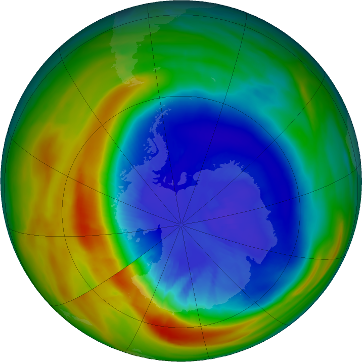 Antarctic ozone map for 12 September 2024